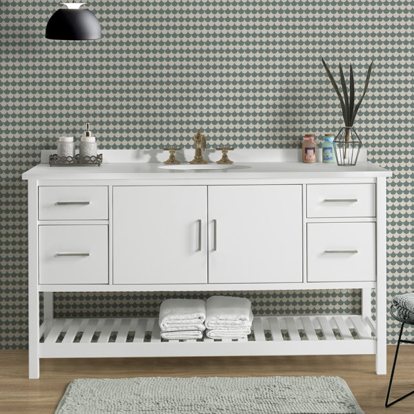 Alaterre Harrison 60"W Single Bathroom Vanity Base Only in White